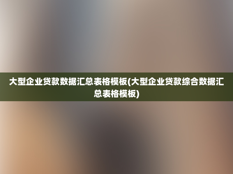 大型企业贷款数据汇总表格模板(大型企业贷款综合数据汇总表格模板)