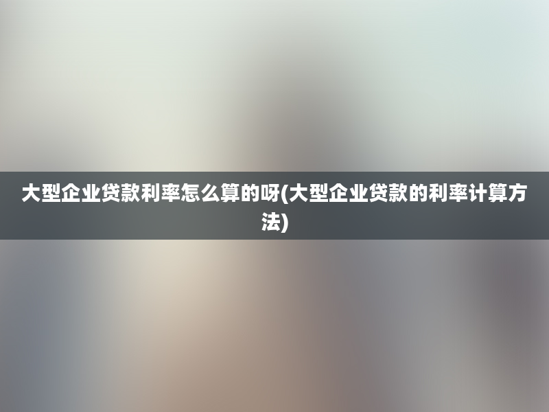 大型企业贷款利率怎么算的呀(大型企业贷款的利率计算方法)