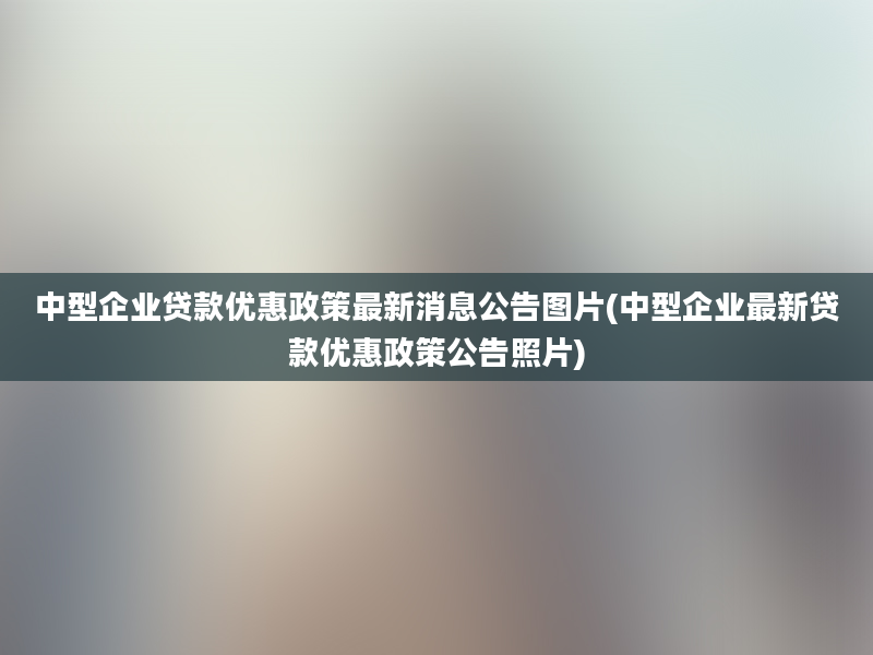 中型企业贷款优惠政策最新消息公告图片(中型企业最新贷款优惠政策公告照片)