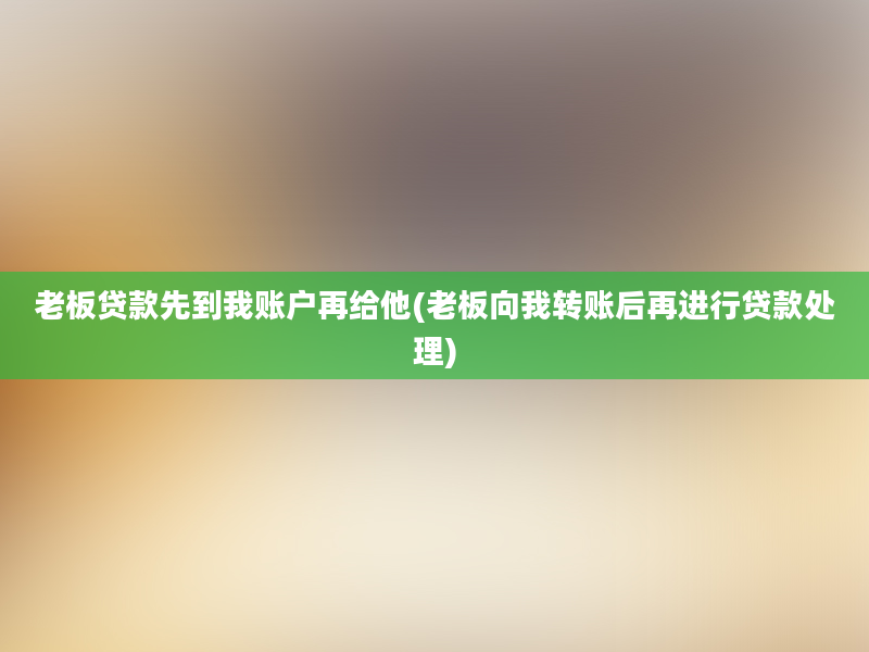 老板贷款先到我账户再给他(老板向我转账后再进行贷款处理)