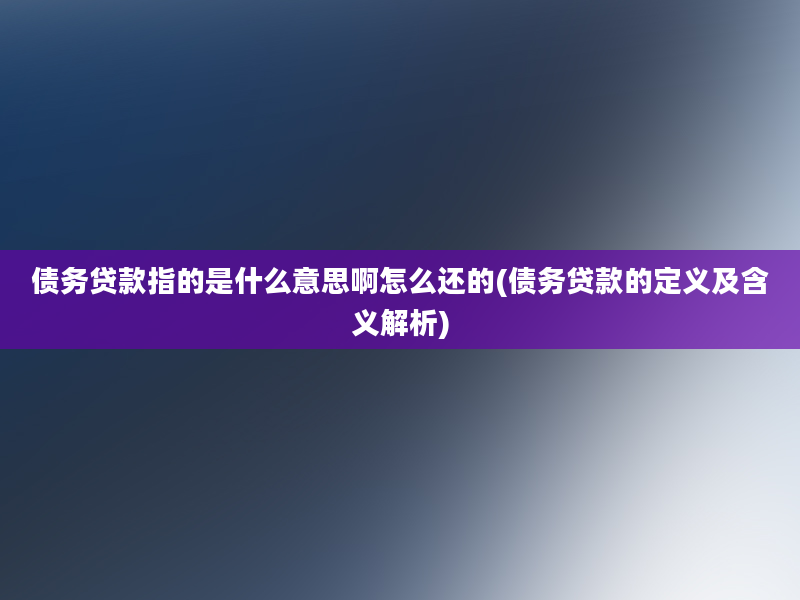 债务贷款指的是什么意思啊怎么还的(债务贷款的定义及含义解析)