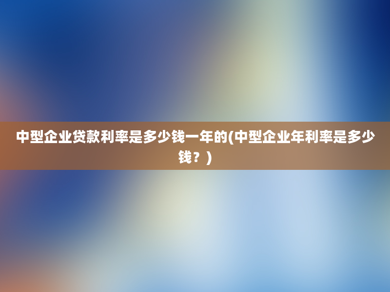 中型企业贷款利率是多少钱一年的(中型企业年利率是多少钱？)