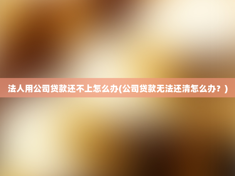 法人用公司贷款还不上怎么办(公司贷款无法还清怎么办？)