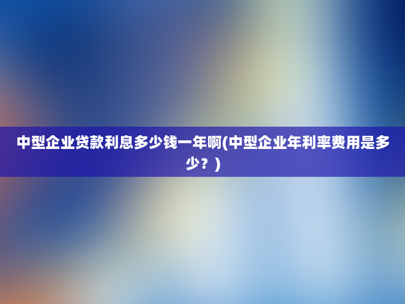 中型企业贷款利息多少钱一年啊(中型企业年利率费用是多少？)