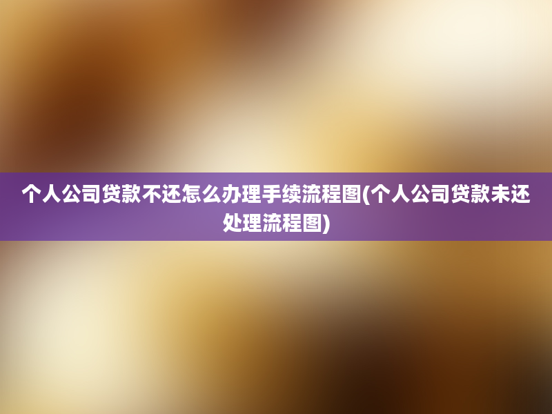 个人公司贷款不还怎么办理手续流程图(个人公司贷款未还处理流程图)