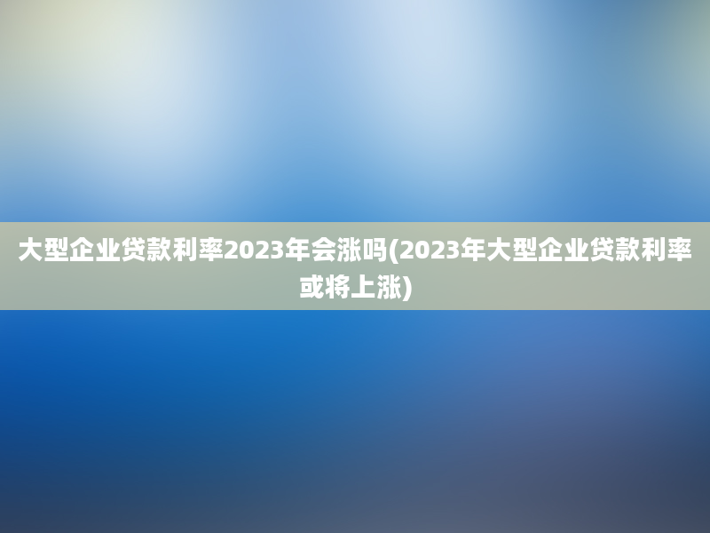 大型企业贷款利率2023年会涨吗(2023年大型企业贷款利率或将上涨)