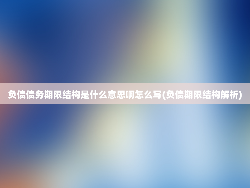 负债债务期限结构是什么意思啊怎么写(负债期限结构解析)