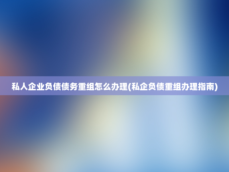 私人企业负债债务重组怎么办理(私企负债重组办理指南)