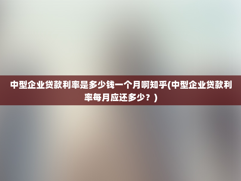 中型企业贷款利率是多少钱一个月啊知乎(中型企业贷款利率每月应还多少？)