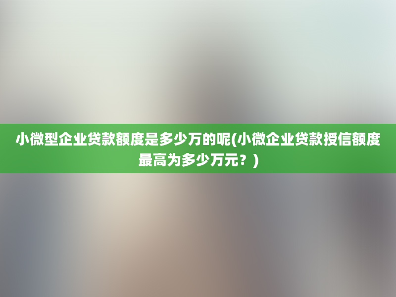 小微型企业贷款额度是多少万的呢(小微企业贷款授信额度最高为多少万元？)