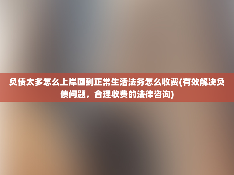 负债太多怎么上岸回到正常生活法务怎么收费(有效解决负债问题，合理收费的法律咨询)