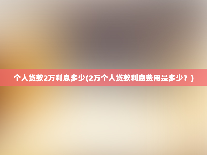 个人贷款2万利息多少(2万个人贷款利息费用是多少？)