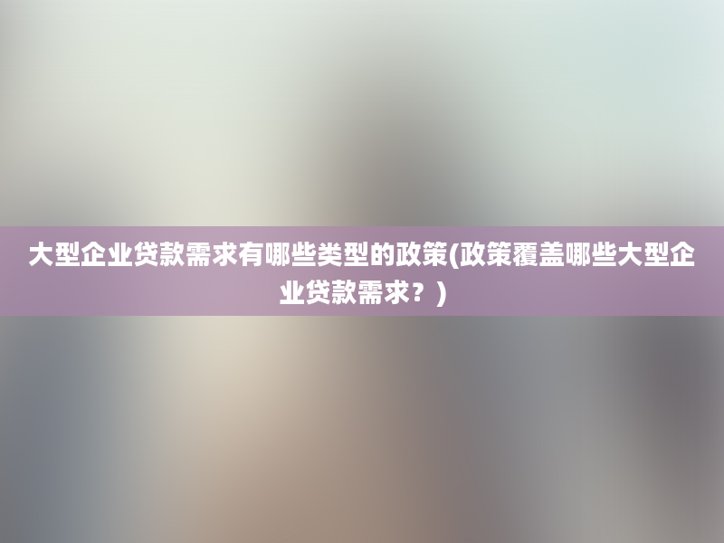 大型企业贷款需求有哪些类型的政策(政策覆盖哪些大型企业贷款需求？)