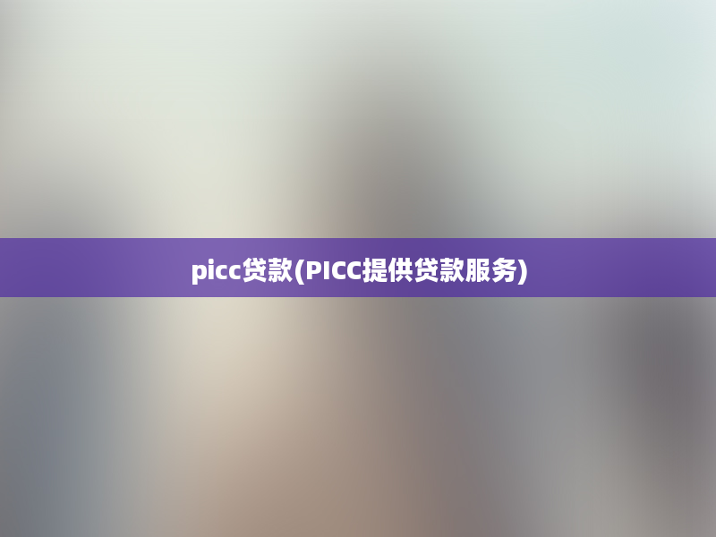 picc贷款(PICC提供贷款服务)