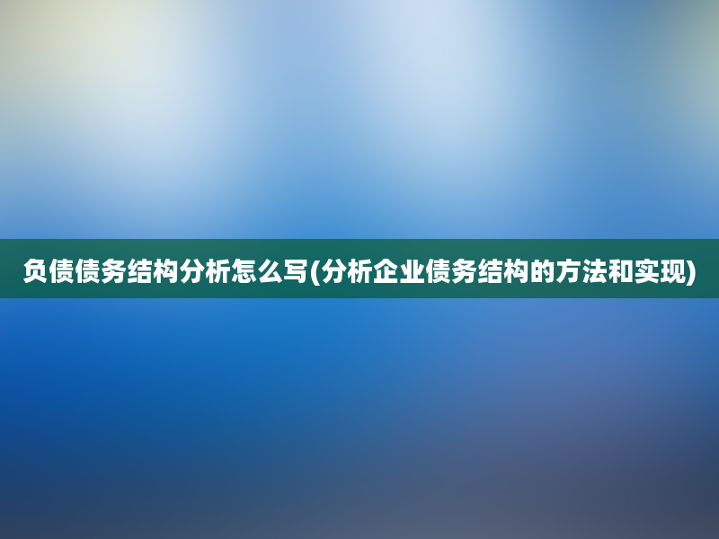 负债债务结构分析怎么写(分析企业债务结构的方法和实现)