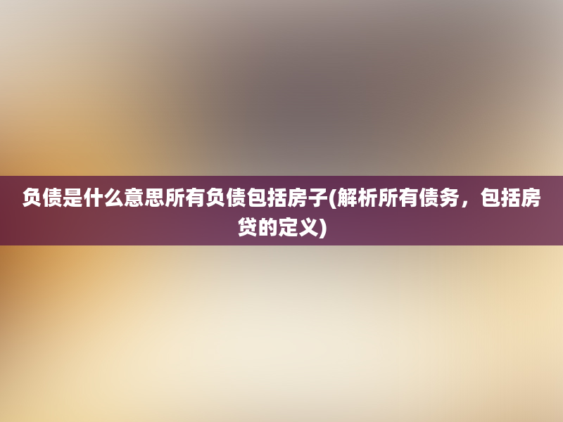 负债是什么意思所有负债包括房子(解析所有债务，包括房贷的定义)