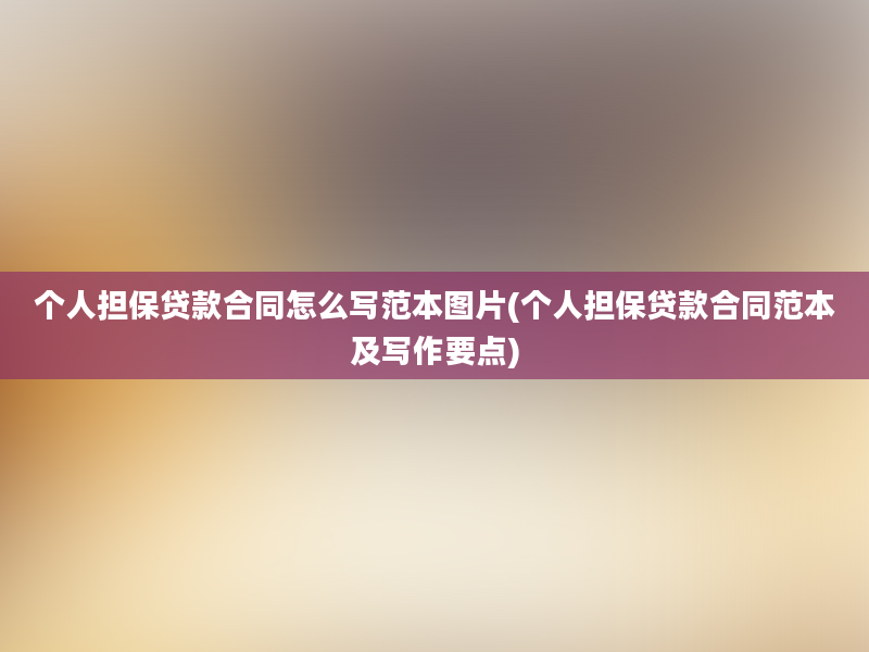 个人担保贷款合同怎么写范本图片(个人担保贷款合同范本及写作要点)