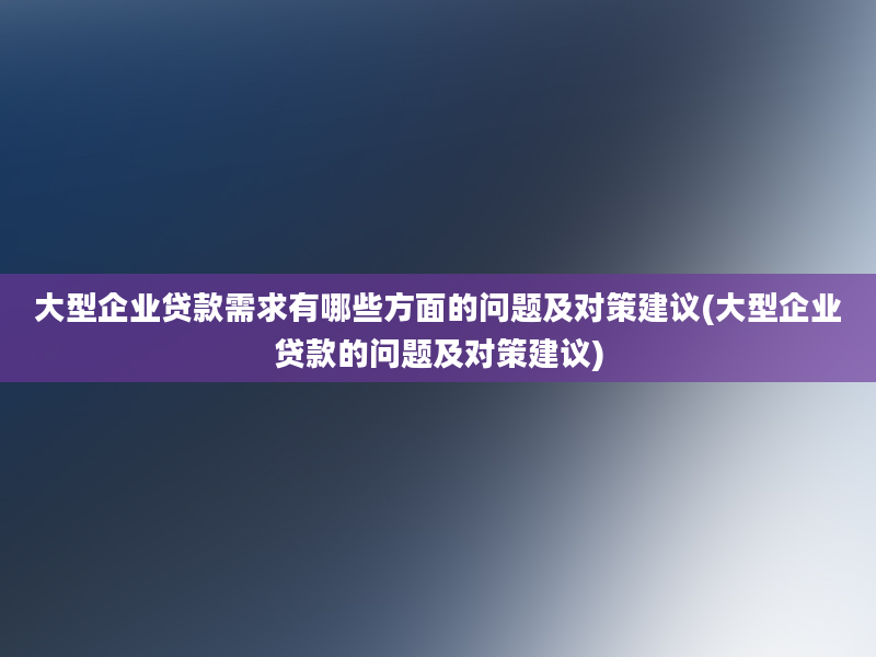 大型企业贷款需求有哪些方面的问题及对策建议(大型企业贷款的问题及对策建议)