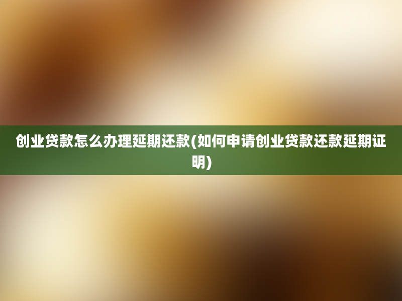 创业贷款怎么办理延期还款(如何申请创业贷款还款延期证明)