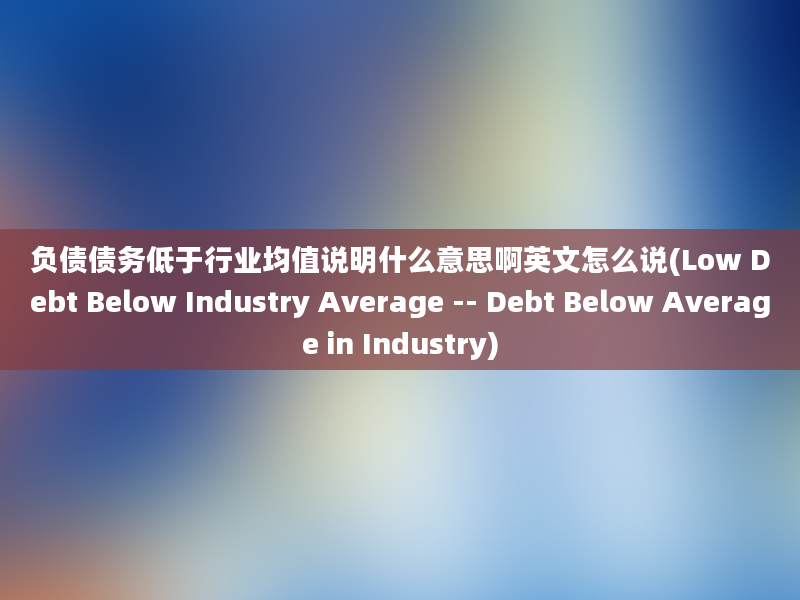 负债债务低于行业均值说明什么意思啊英文怎么说(Low Debt Below Industry Average -- Debt Below Average in Industry)