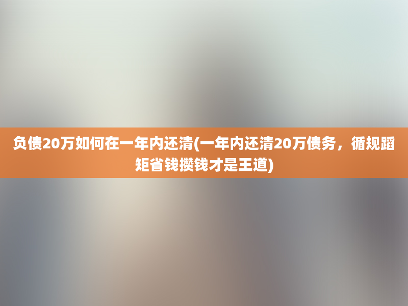 负债20万如何在一年内还清(一年内还清20万债务，循规蹈矩省钱攒钱才是王道)