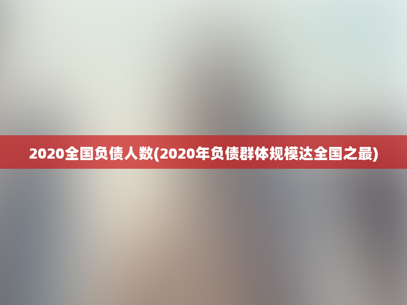 2020全国负债人数(2020年负债群体规模达全国之最)