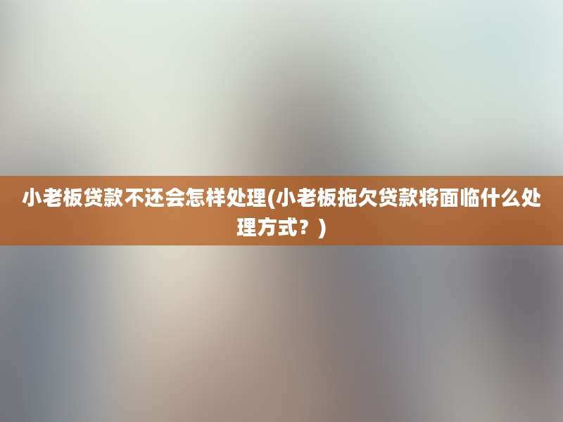 小老板贷款不还会怎样处理(小老板拖欠贷款将面临什么处理方式？)