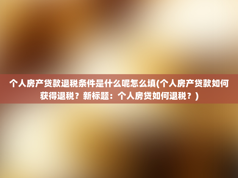 个人房产贷款退税条件是什么呢怎么填(个人房产贷款如何获得退税？新标题：个人房贷如何退税？)