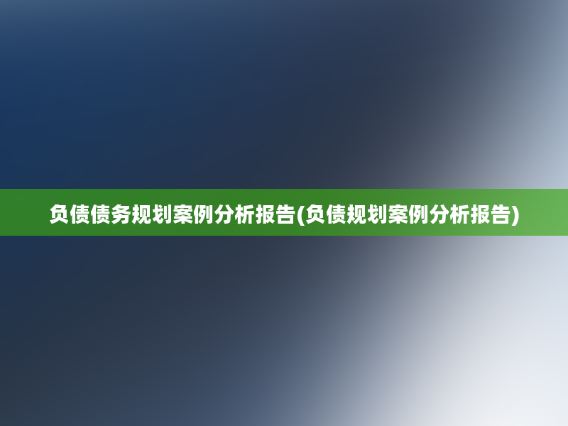 负债债务规划案例分析报告(负债规划案例分析报告)