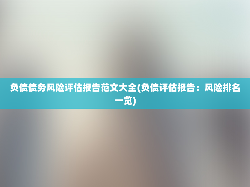 负债债务风险评估报告范文大全(负债评估报告：风险排名一览)