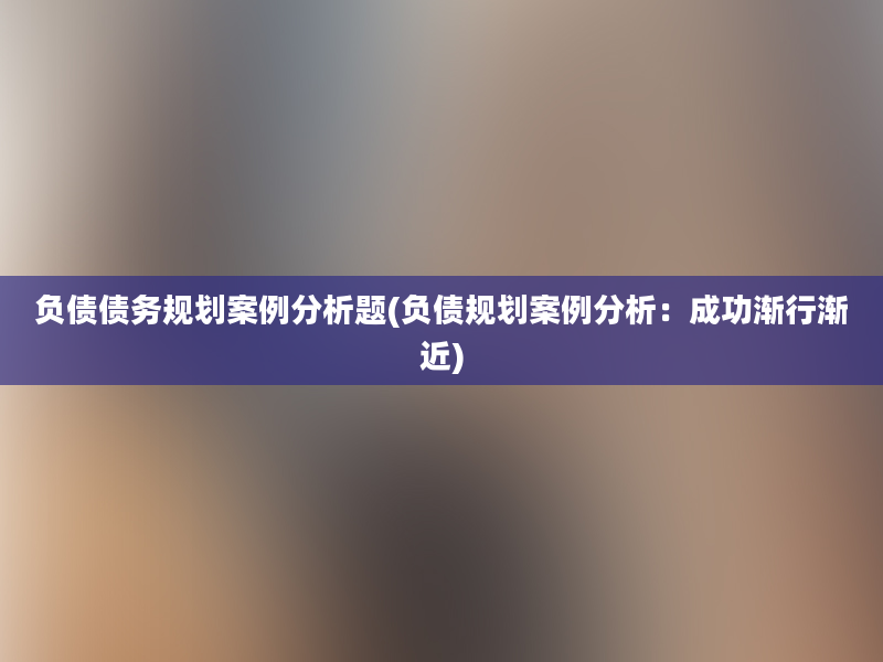 负债债务规划案例分析题(负债规划案例分析：成功渐行渐近)