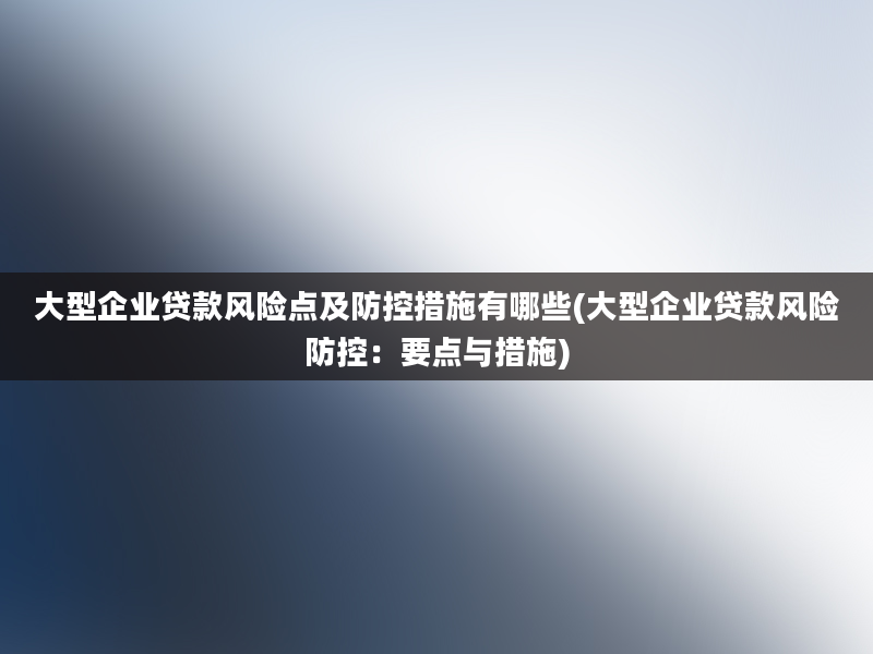 大型企业贷款风险点及防控措施有哪些(大型企业贷款风险防控：要点与措施)