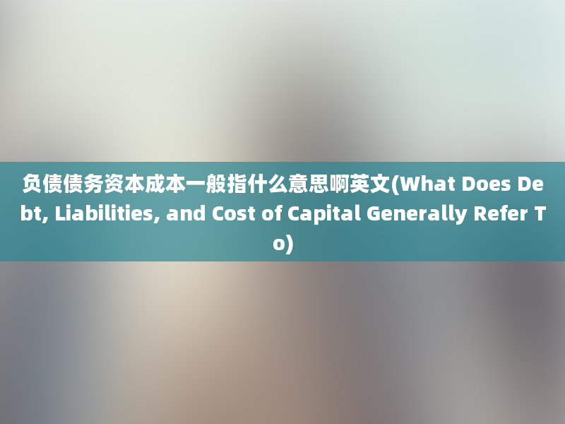 负债债务资本成本一般指什么意思啊英文(What Does Debt, Liabilities, and Cost of Capital Generally Refer To)