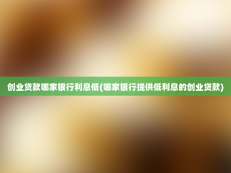 创业贷款哪家银行利息低(哪家银行提供低利息的创业贷款)