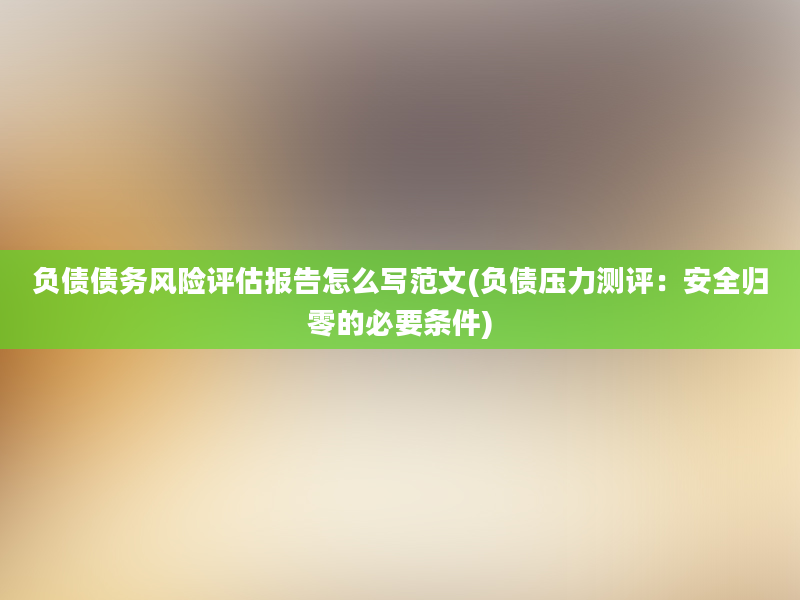 负债债务风险评估报告怎么写范文(负债压力测评：安全归零的必要条件)