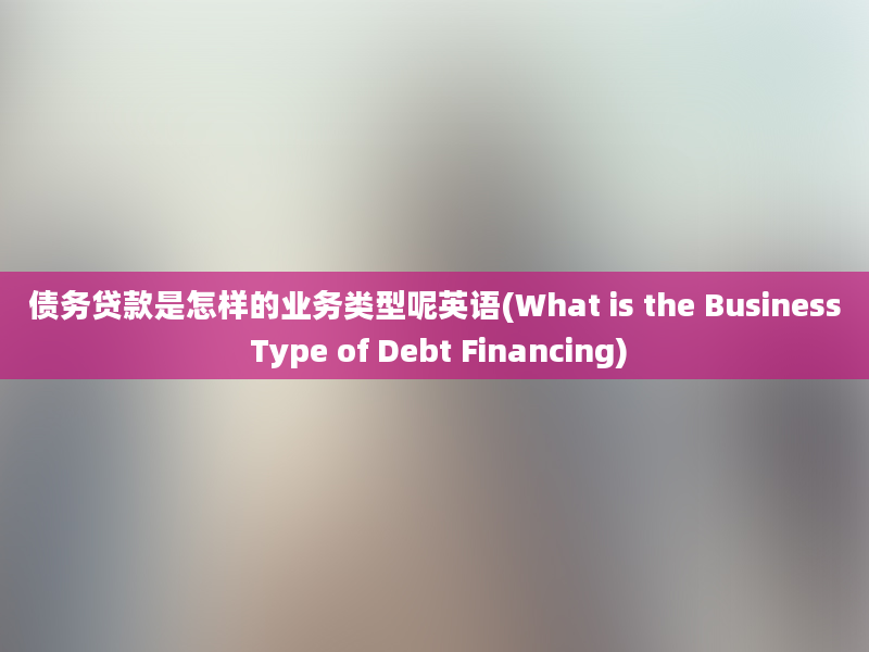 债务贷款是怎样的业务类型呢英语(What is the Business Type of Debt Financing)