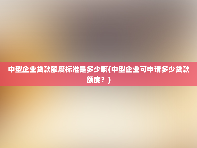 中型企业贷款额度标准是多少啊(中型企业可申请多少贷款额度？)