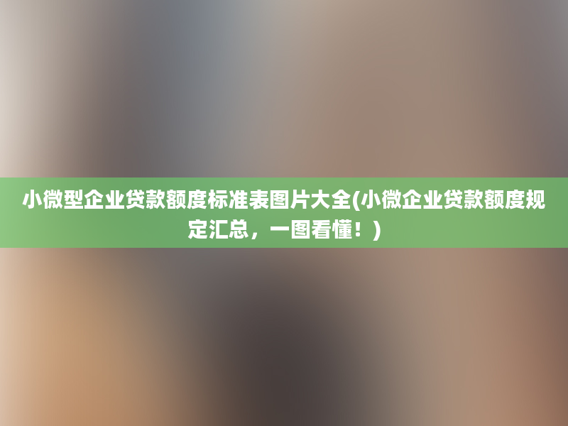 小微型企业贷款额度标准表图片大全(小微企业贷款额度规定汇总，一图看懂！)