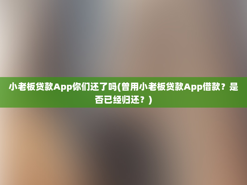 小老板贷款App你们还了吗(曾用小老板贷款App借款？是否已经归还？)