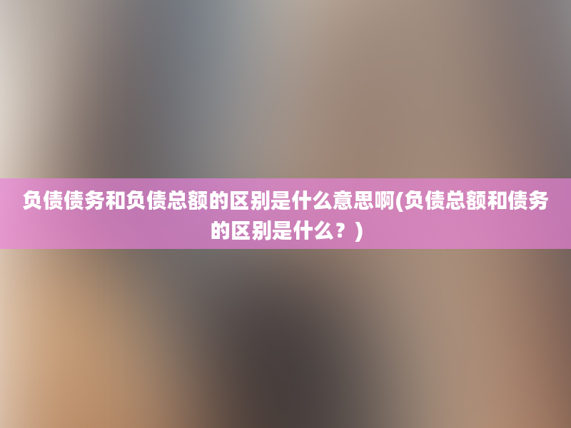 负债债务和负债总额的区别是什么意思啊(负债总额和债务的区别是什么？)