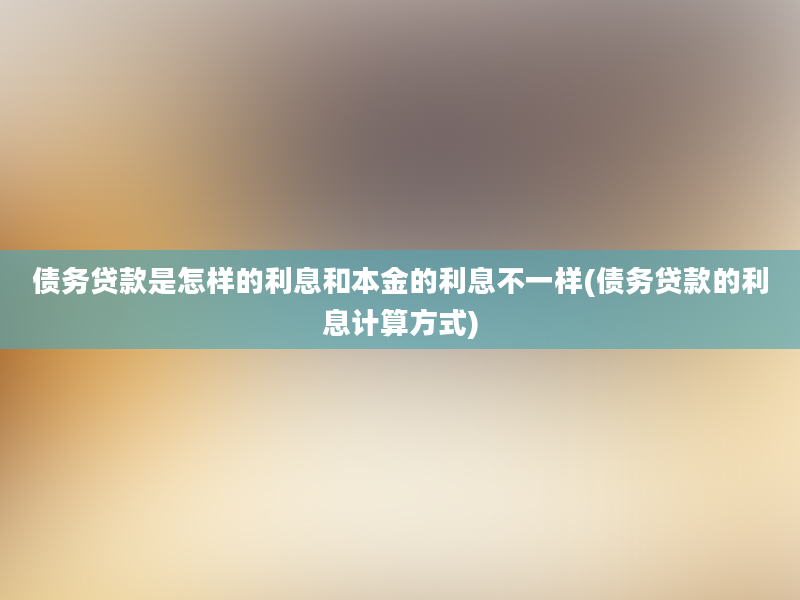 债务贷款是怎样的利息和本金的利息不一样(债务贷款的利息计算方式)