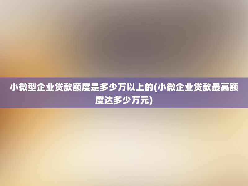 小微型企业贷款额度是多少万以上的(小微企业贷款最高额度达多少万元)