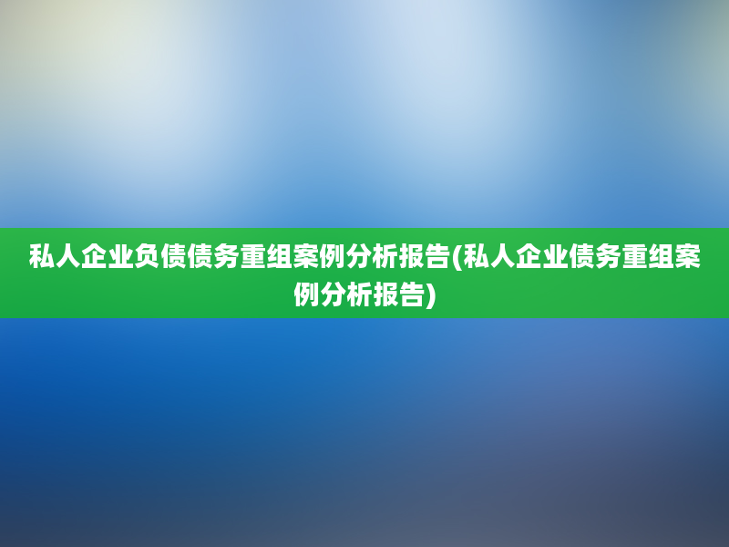 私人企业负债债务重组案例分析报告(私人企业债务重组案例分析报告)