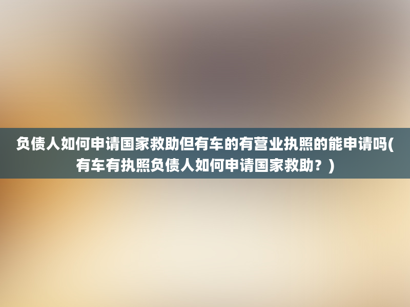 负债人如何申请国家救助但有车的有营业执照的能申请吗(有车有执照负债人如何申请国家救助？)