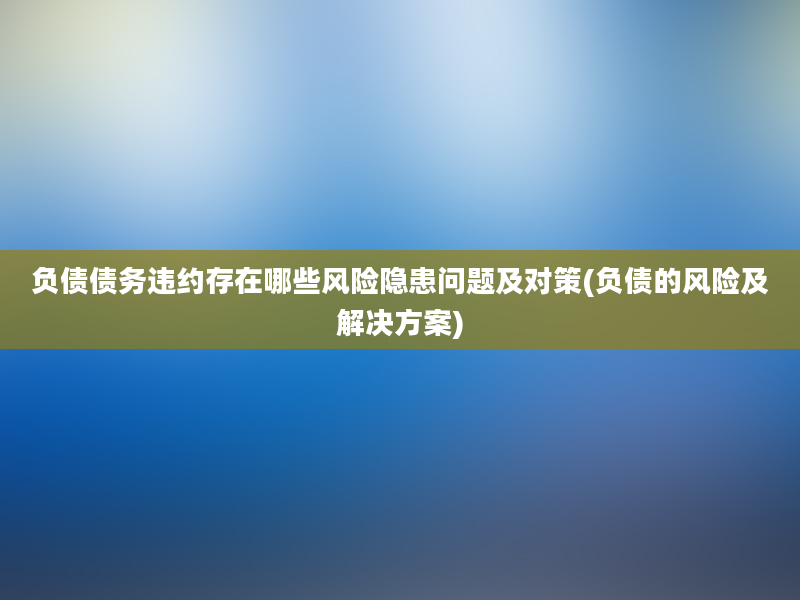 负债债务违约存在哪些风险隐患问题及对策(负债的风险及解决方案)