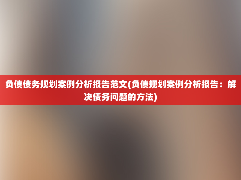 负债债务规划案例分析报告范文(负债规划案例分析报告：解决债务问题的方法)