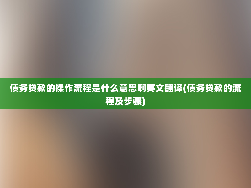 债务贷款的操作流程是什么意思啊英文翻译(债务贷款的流程及步骤)