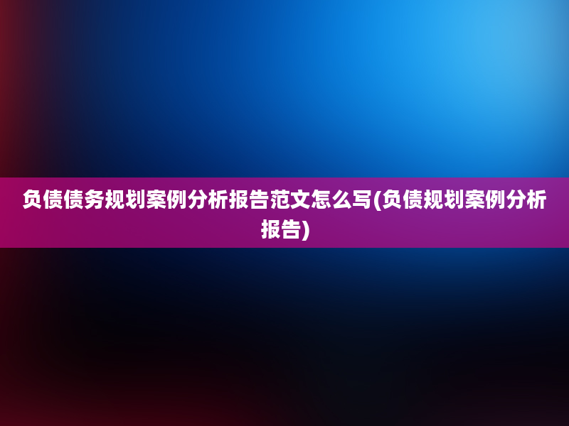 负债债务规划案例分析报告范文怎么写(负债规划案例分析报告)