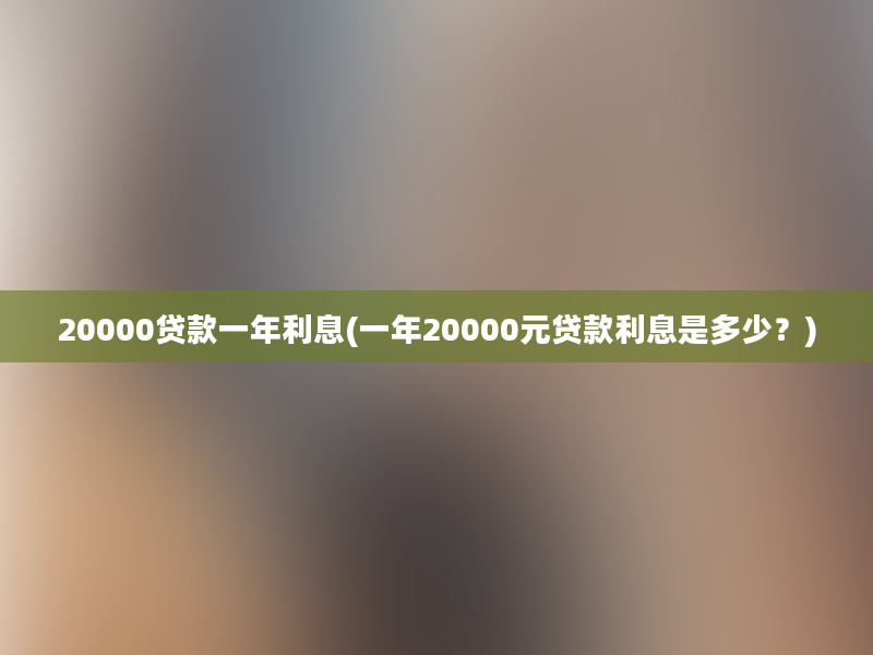 20000贷款一年利息(一年20000元贷款利息是多少？)