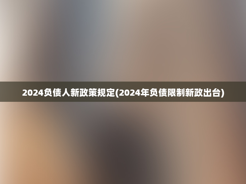 2024负债人新政策规定(2024年负债限制新政出台)